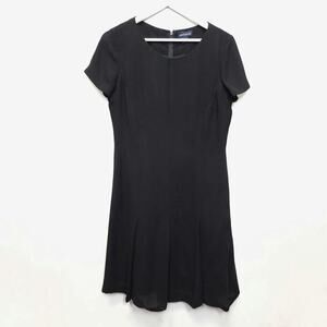 Ann Taylor Black Dress Size 10 Womens Short Sleeve Linen Look Used​​